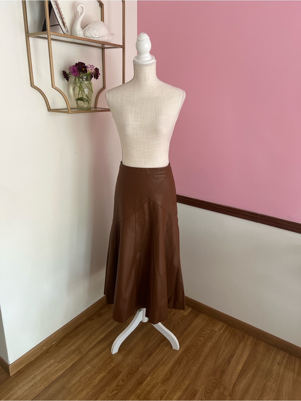 Faux Leather Midi Skirt from Anthropologie